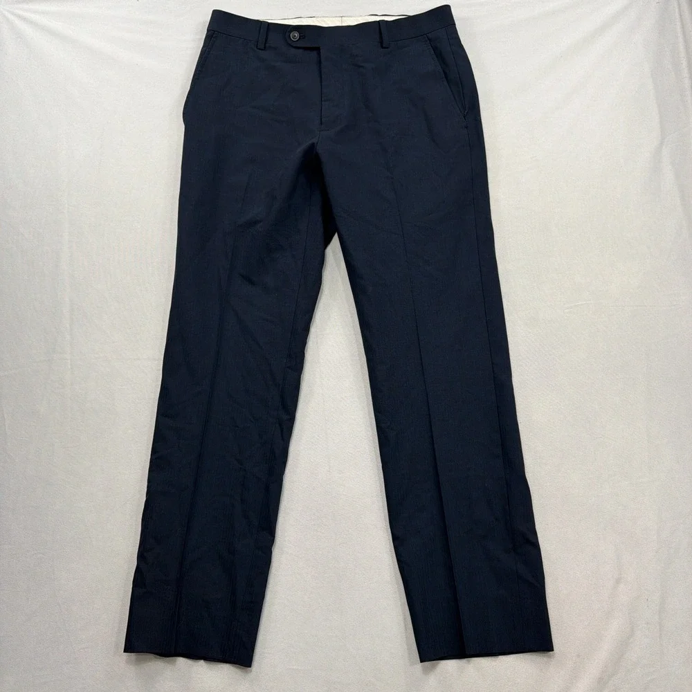 Joseph Abboud Suit Slim Fit Wool Blend 2-Button Navy Blue Mens 38R 32W